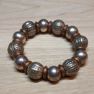 Elegant Silver and Bronze Beaded Bracelet